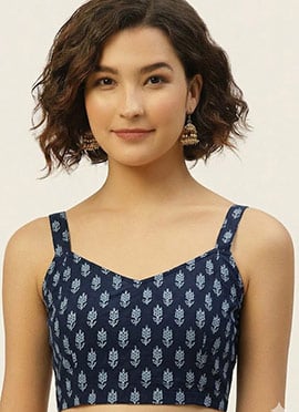 Vibrant Blue Cotton Printed Blouse