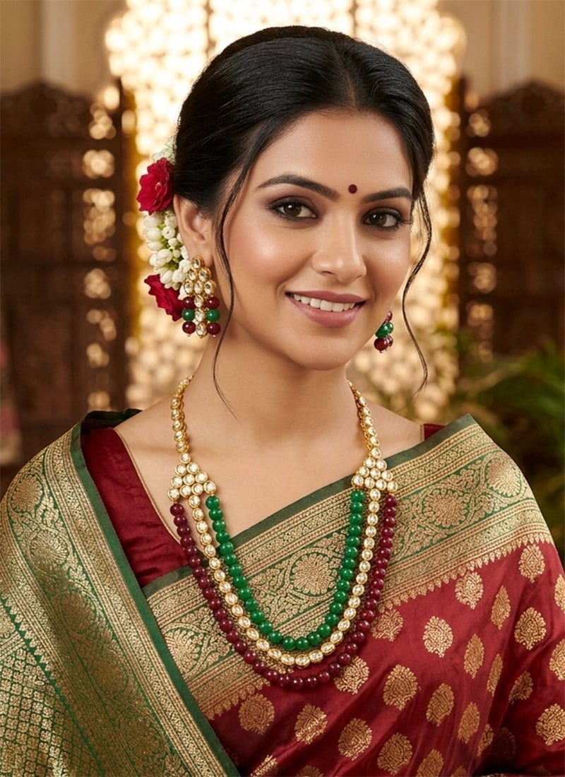 Vibrant Multicolored Kundan Pearl Necklace Wedding Wear