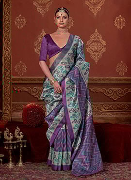 Vibrant Multicolored Silk Ikkat Print Saree
