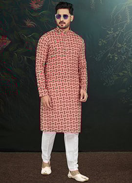 Vibrantly Embroidered Rayon Kurta