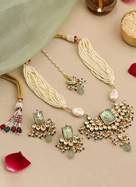 Vintage Green Kundan Beads Necklace