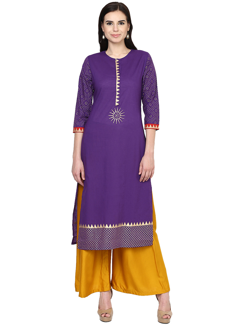 Buy Violet Cotton Kurti, longkurti Online Shopping, KRDSK2186P