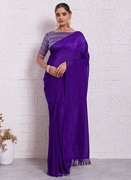 Violet Crunchy Silk Digital Print Saree
