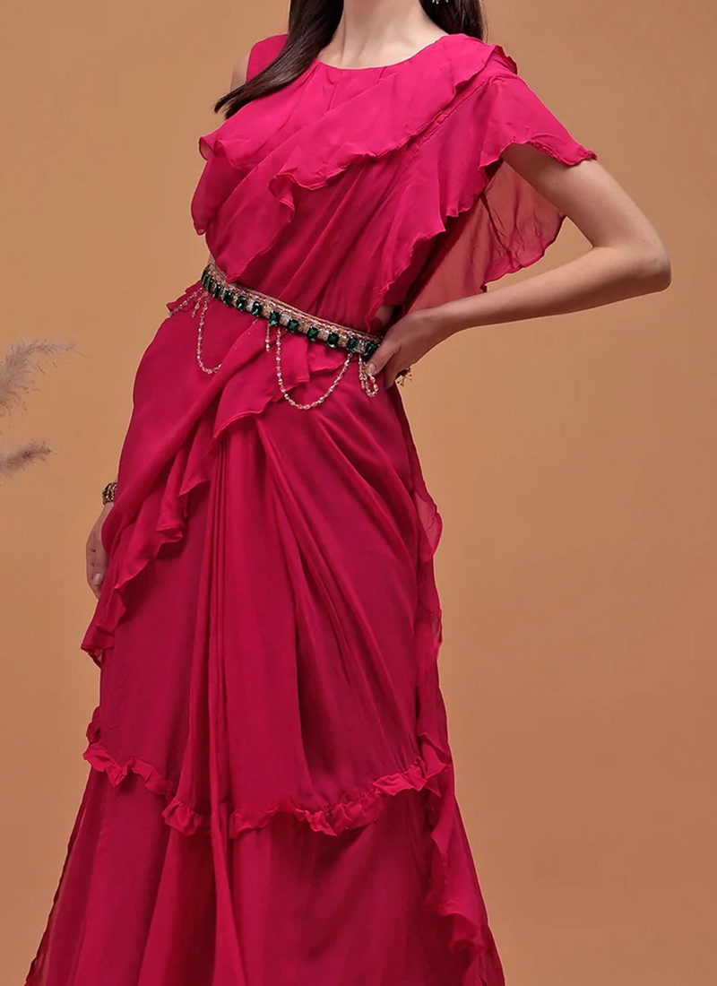 indo western saree with belt