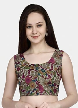 Warm Brown Cotton Printed Blouse