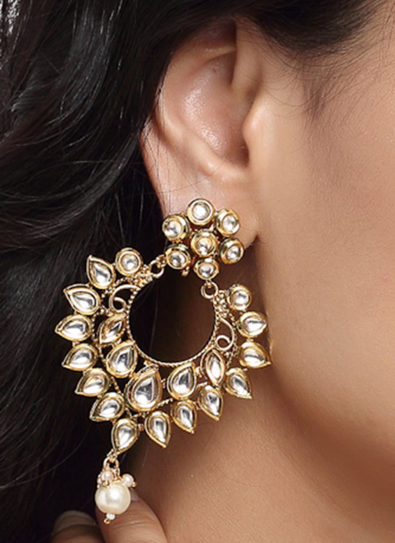 White Alloy Danglers Party Wear
