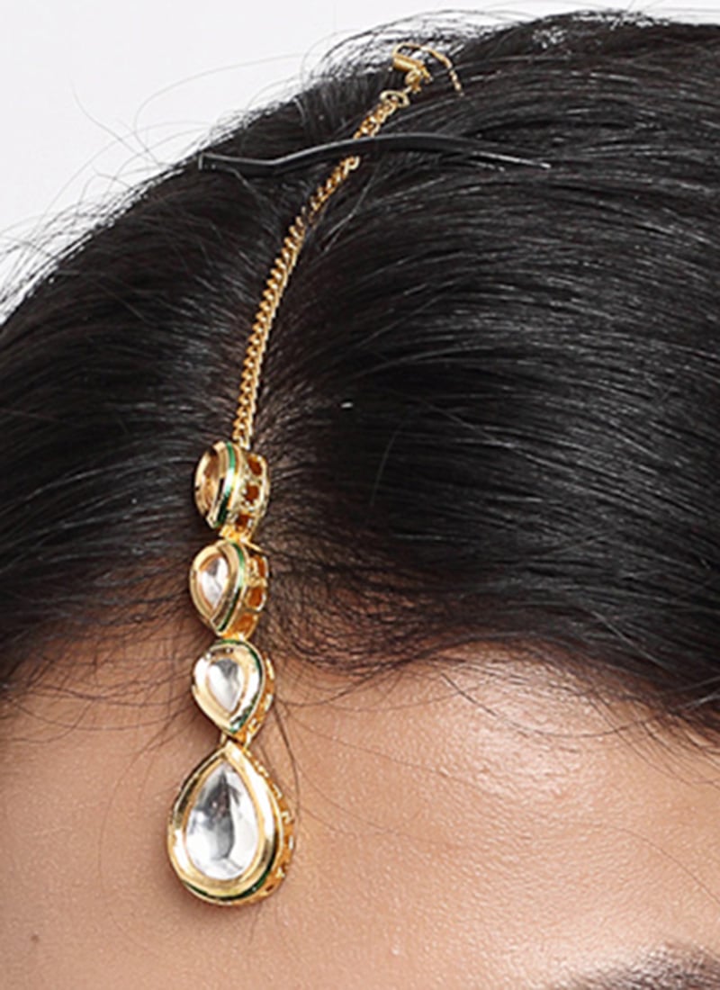 White Alloy Mangtikka Party Wear