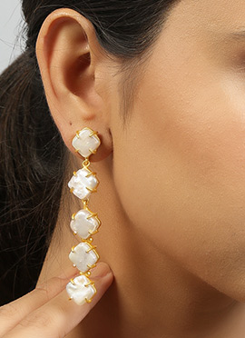 White Alloy Stones Danglers
