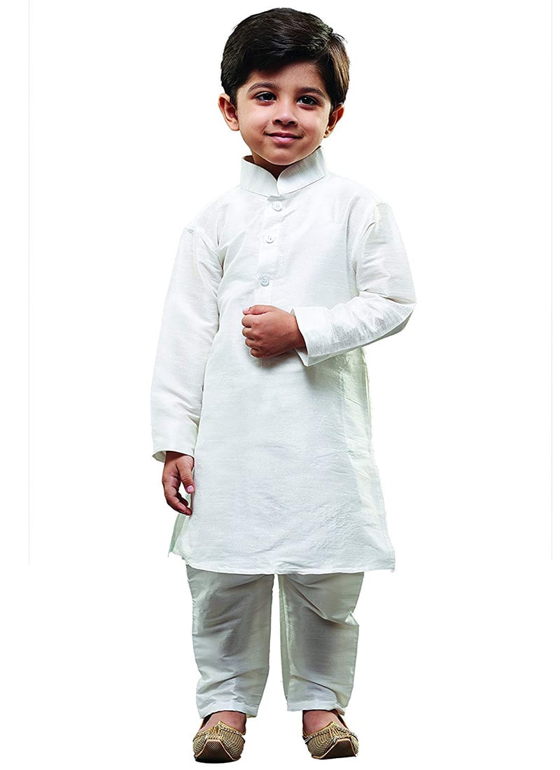 White Art Dupion Silk Kurta Pyjama