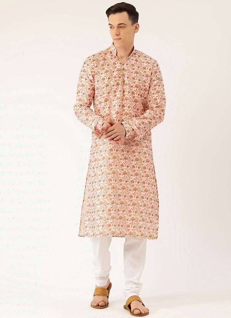 White Art Silk Digital Printed Kurta Set Festive Wear