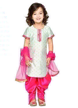 White Art Silk Foil Printed Salwar Suit