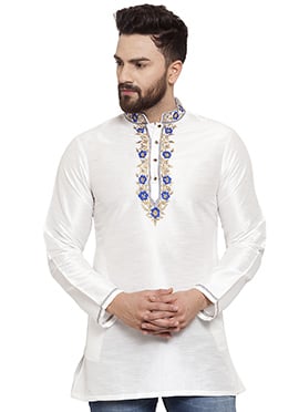 White Art Silk Kurta