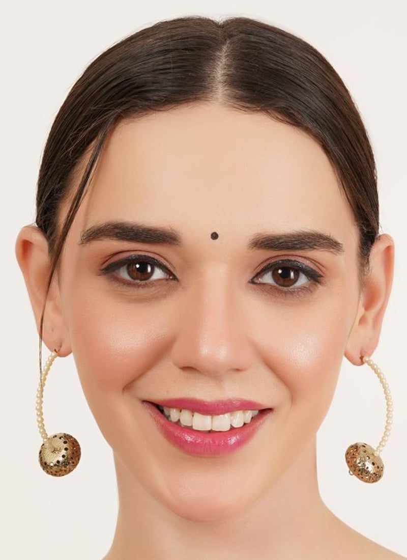 White Beads Adorned Danglers
