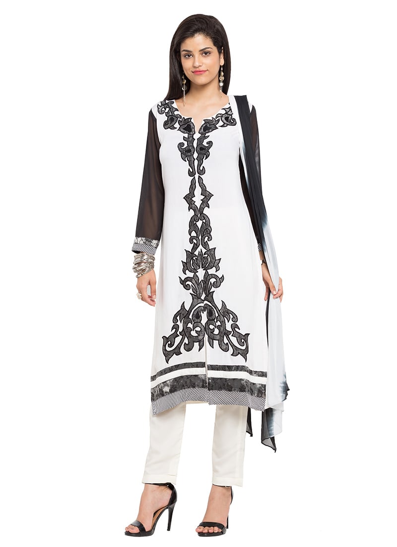 White Coton Straight Pant Suit After Six Wear