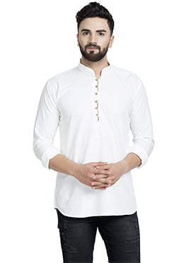 White Cotton Designer Kurta