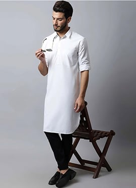 White Cotton Kurta Pyjama