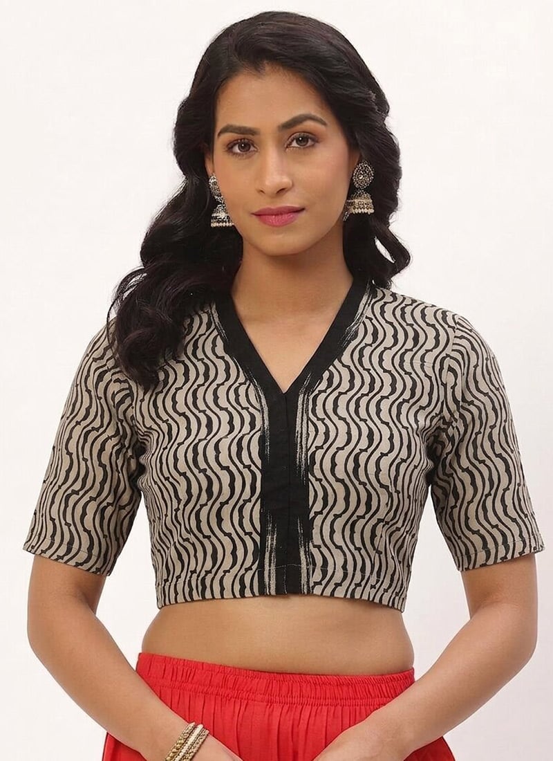 White Cotton Printed Classy Blouse After Six Wear