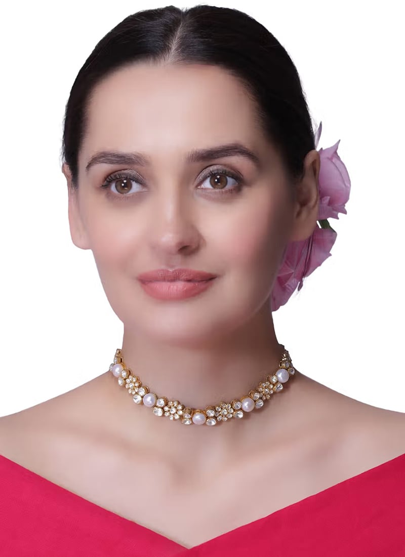 White Designer Choker Set Party Wear