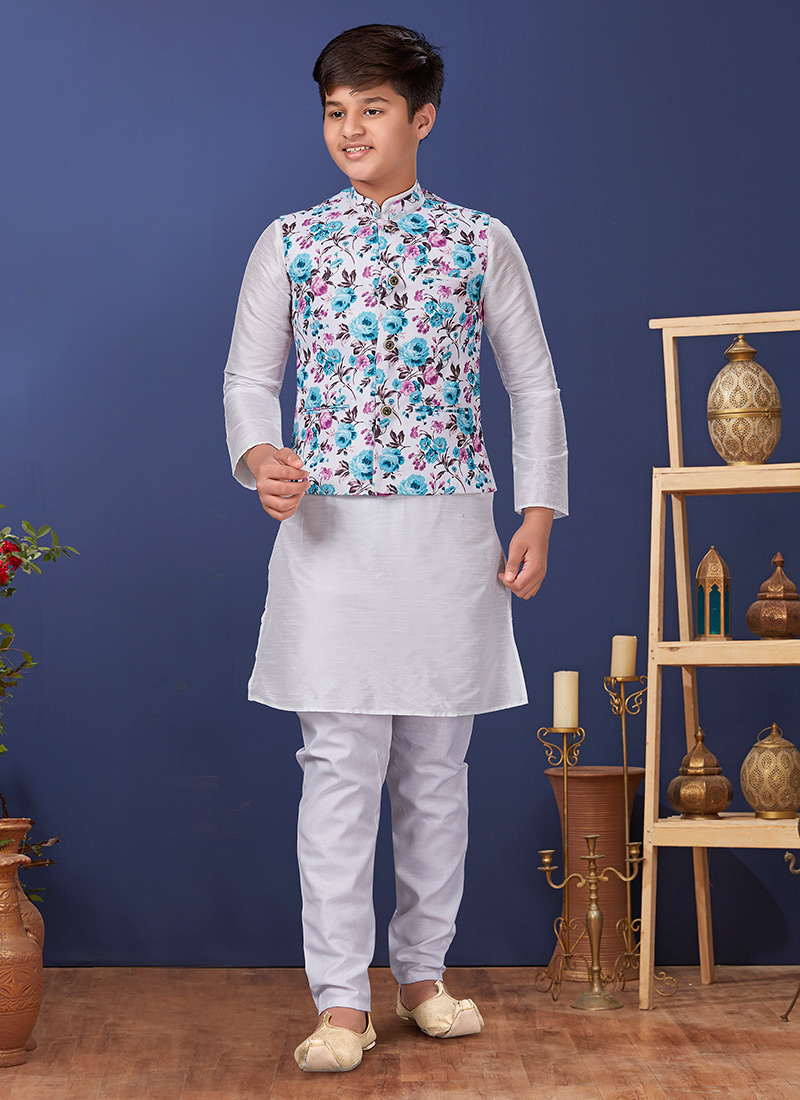 White Dhupion Silk Bandi Set