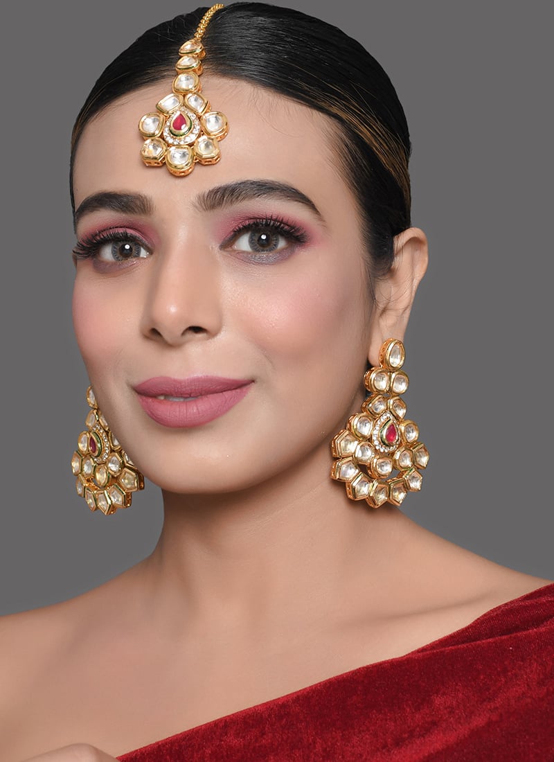 White Drops Earrings Party Wear