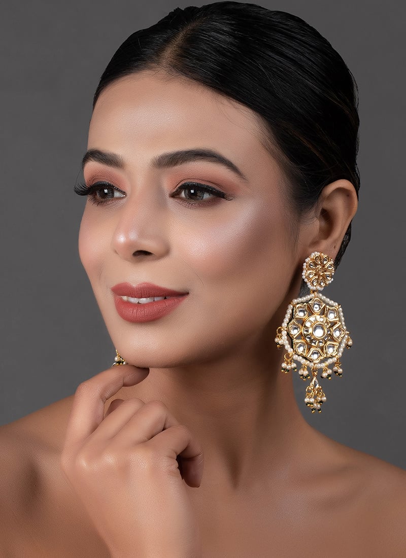 White Drops Earrings Party Wear