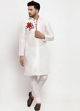 White Dupion Kurta Pyjama