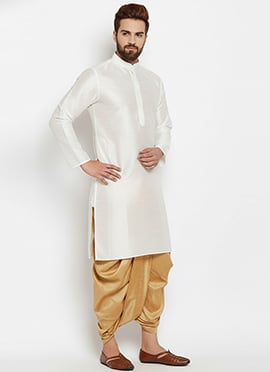 White Dupion Silk Kurta Pyjama