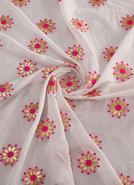 White Embroidered Cotton Fabric