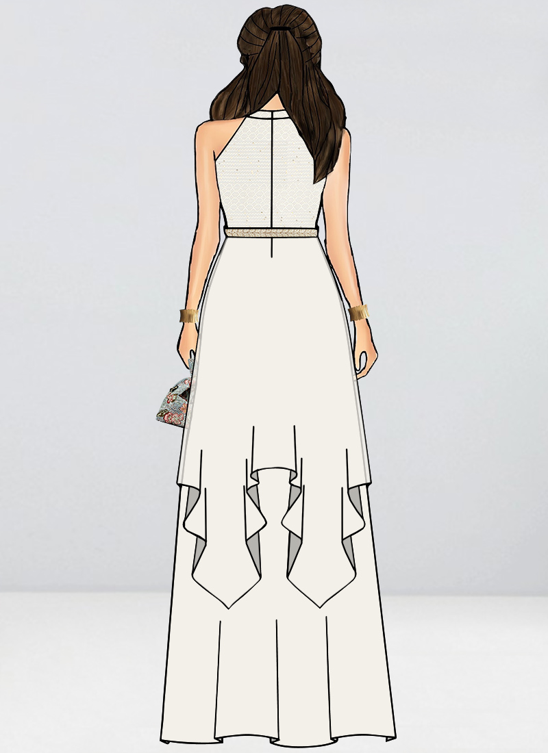 Shop White Embroidered Handkerchief Gown Made to Measure dress for women in all sizes