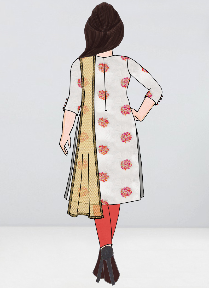 Shop White Embroidered Narrow Straight Pant Suit Made to Measure