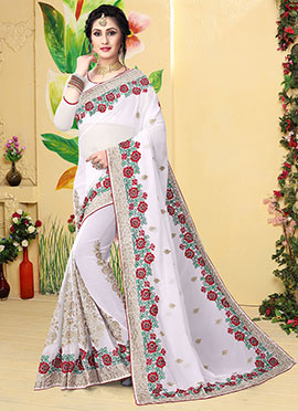 White Embroidered Saree