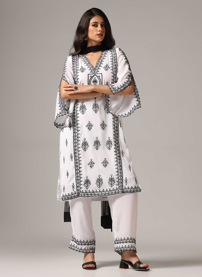 White Khadi Cotton Pant Salwar Suit