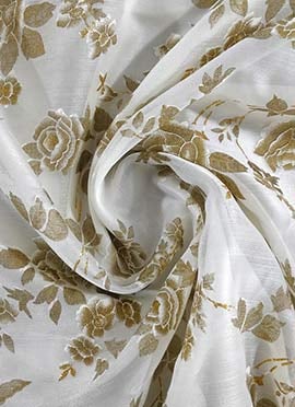 White Printed Organza Fabric
