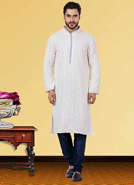White Georgette Embroidered Kurta Pyjama