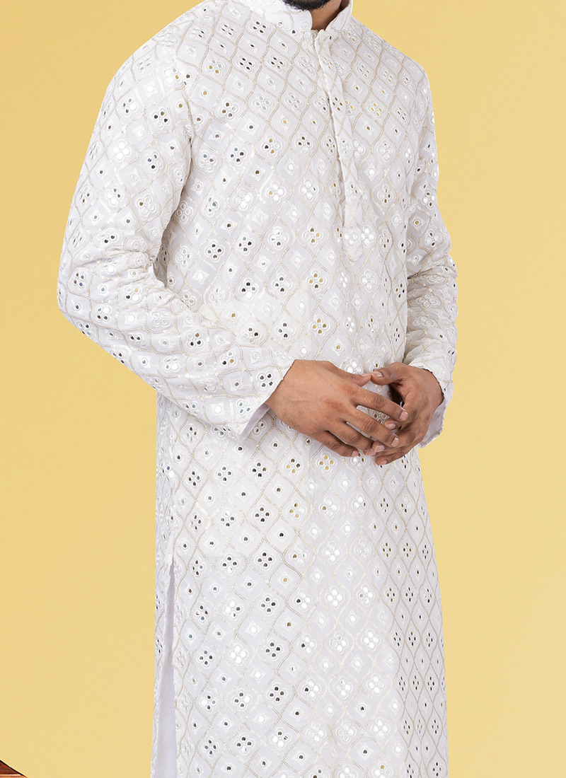 Weiße Kurta Für Herren - Elegante Indische Kleidung Für Feste & Feiern