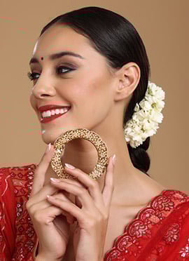 White Gold Plated Hand Crafted Pearl Work Kada