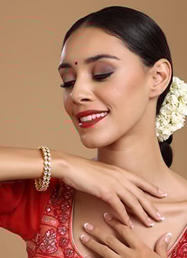 White Gold Plated Kundan Studded Kada