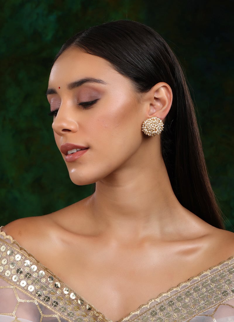 White Gold Plated Pearl Studs After Six Wear