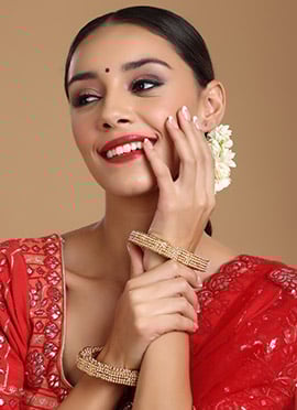 White Gold Plated Pearl Work Hand Crafted Kada