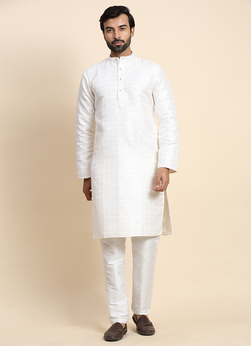 White Jacquard Kurta