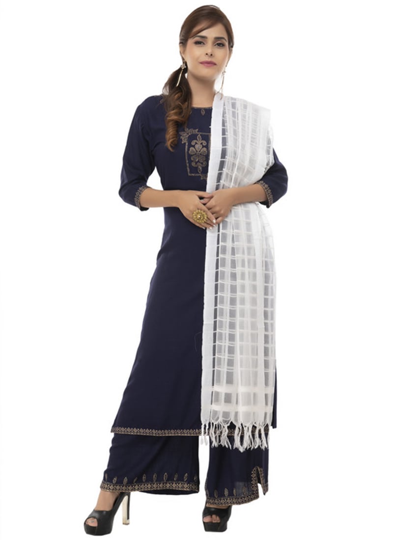 White Kota Cotton Dupatta Festive Wear