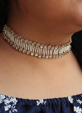 White Kundan And Beads Choker