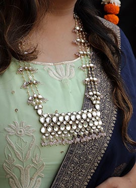 White Kundan And Moti Necklace