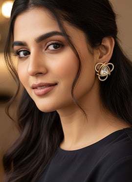 White Kundan And Stone Drop Earrings