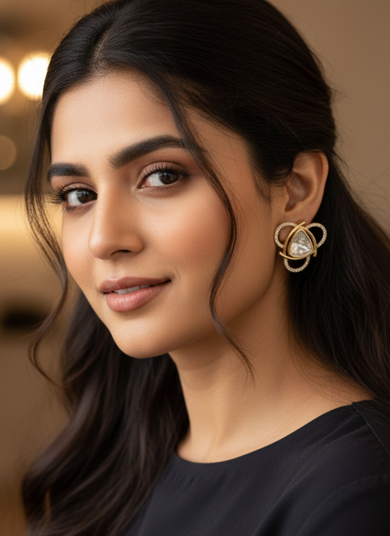 White Kundan And Stone Drop Earrings Festive Wear