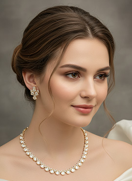 White Kundan And Stone Work Necklace Set