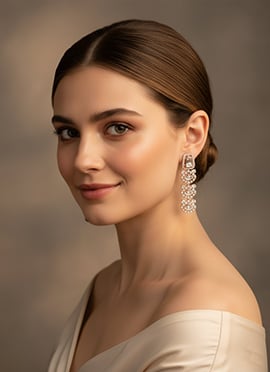 White Kundan And Stones Danglers