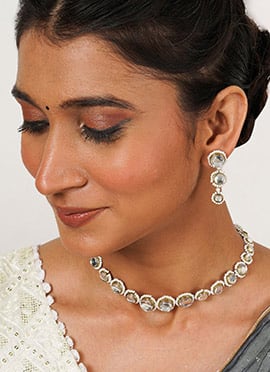 White Kundan Beads Choker