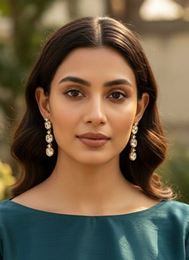 White Kundan Classic Danglers