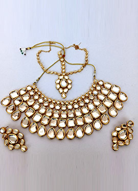 White Kundan Designer Necklace Set